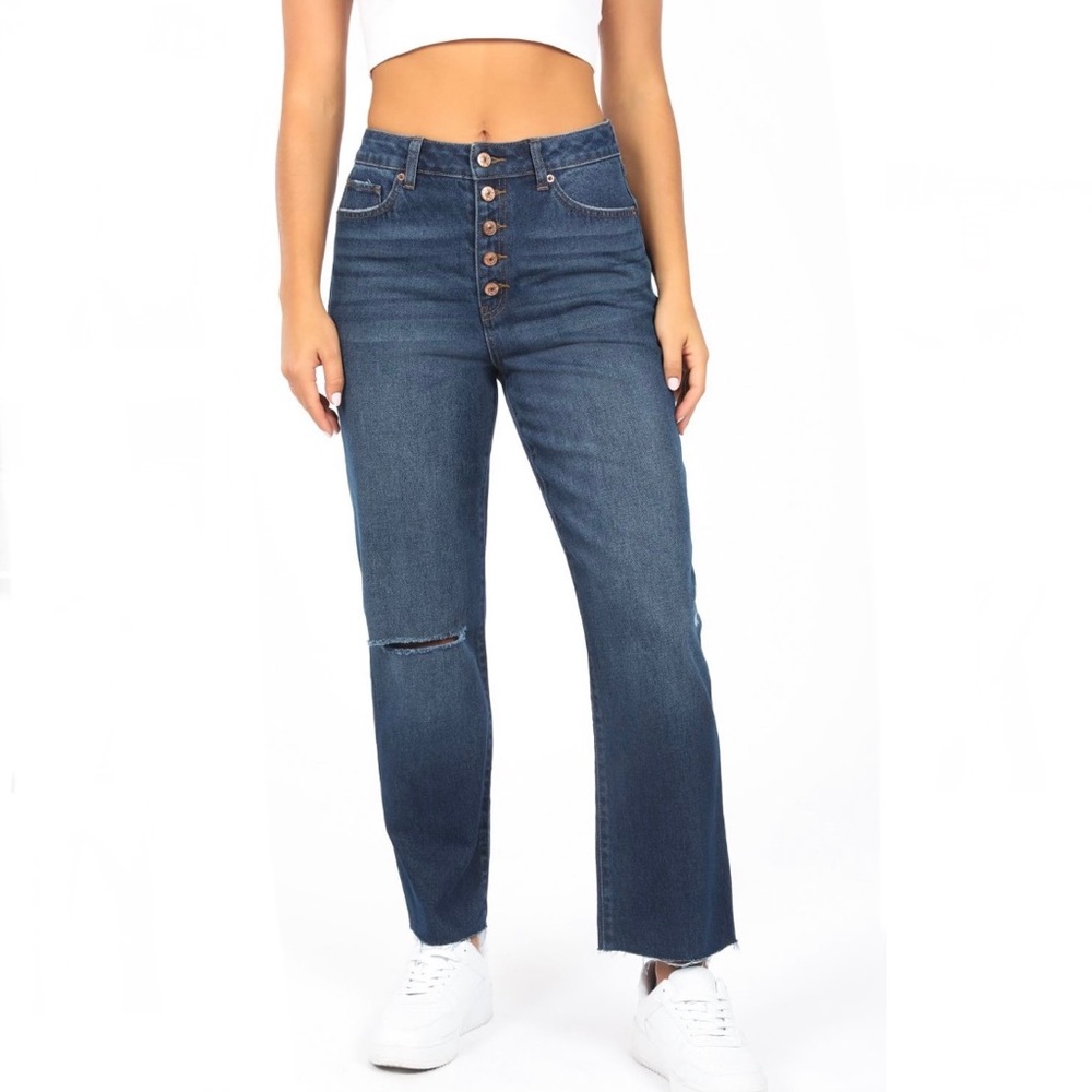 Sincerely Jules Mom Stovepipe Button Fly Jeans 7 NWT